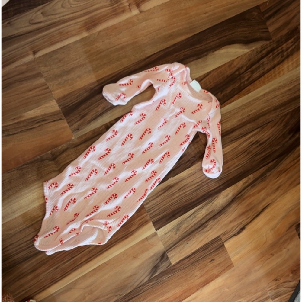 Candy Cane Print Baby Onesie